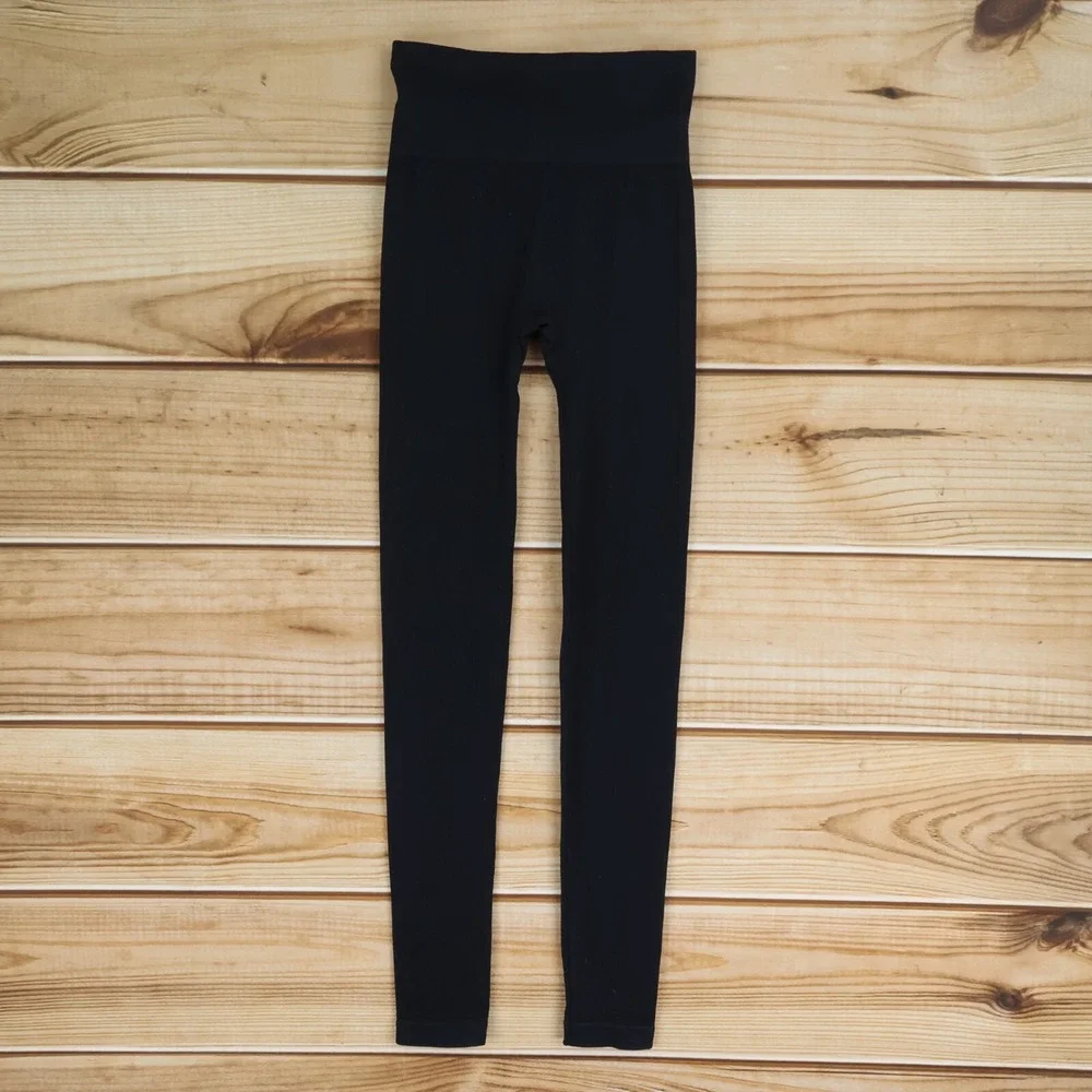 Pink Republic Ribbed Leggings‎ Womens Size XS Black Stretch Mid Rise Compression